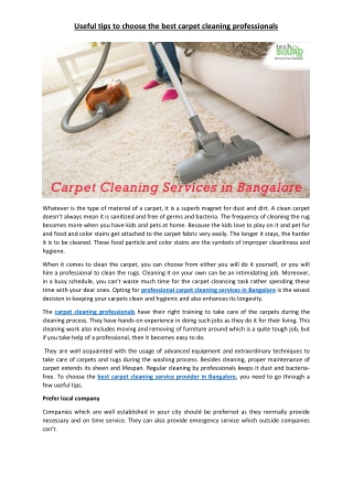 Useful tips to choose the best carpet cleaning professionals