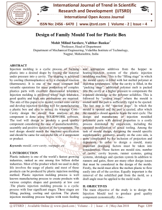 Design of Family Mould Tool for Plastic Box