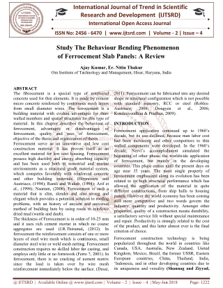 Study The Behaviour Bending Phenomenon of Ferrocement Slab Panels A Review