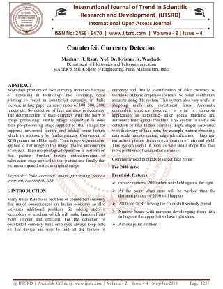 Counterfeit Currency Detection