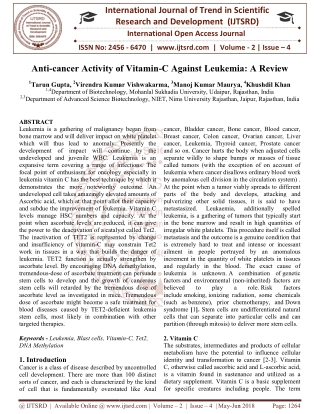 Anti cancer Activity of Vitamin C Against Leukemia A Review