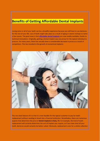 Benefits of Getting Affordable Dental Implants