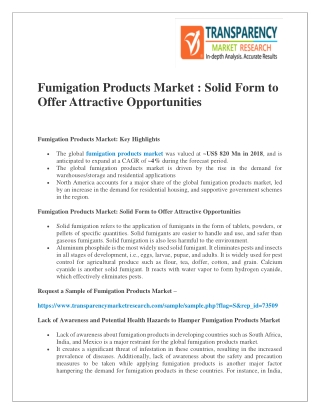 Fumigation Products Market : Solid Form to Offer Attractive Opportunities