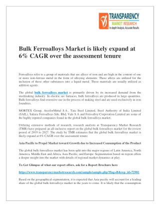 Bulk Ferroalloys Market is likely expand at 6% CAGR over the assessment tenure