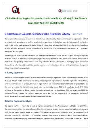 Clinical Decision Support Systems Market