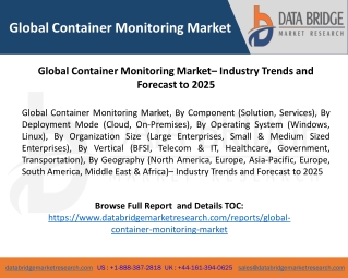 Global Container Monitoring Market– Industry Trends and Forecast to 2025