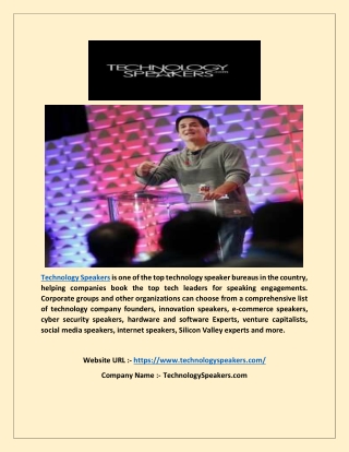 Speaking Engagements - TechnologySpeakers.com