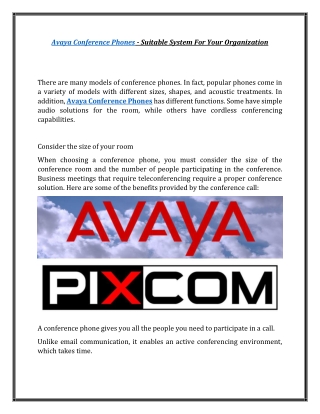 Avaya Conference Phones - Suitable System For Your Organization