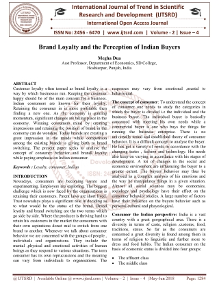 Brand Loyalty and the Perception of Indian Buyers