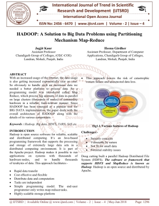 HADOOP A Solution to Big Data Problems using Partitioning Mechanism Map Reduce
