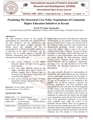 Posulating The Structural Civic Policy Negotiations of Community Higher Education Initiatives in Kerala