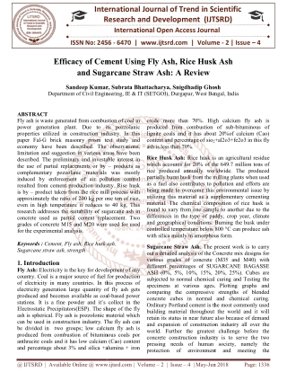 Efficacy of Cement Using Fly Ash, Rice Husk Ash and Sugarcane Straw Ash A Review