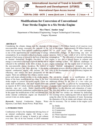 Modifications for Conversion of Conventional Four Stroke Engine to a Six Stroke Engine