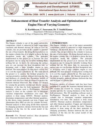 Enhancement of Heat Transfer Analysis and Optimization of Engine Fins of Varying Geometry