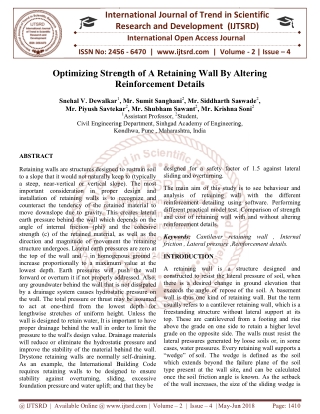 Optimizing Strength of A Retaining Wall By Altering Reinforcement Details