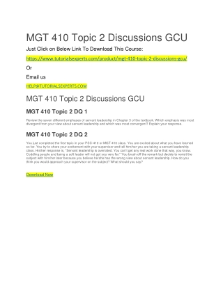 MGT 410 Topic 2 Discussions GCU