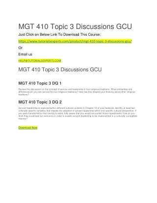 MGT 410 Topic 3 Discussions GCU