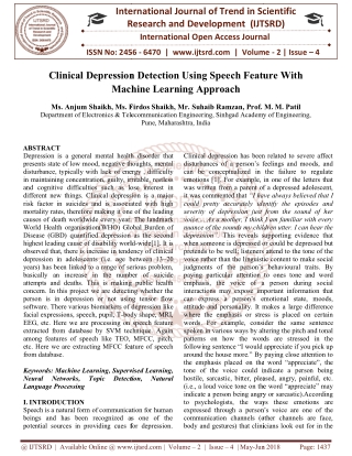 Clinical Depression Detection Using Speech Feature With Machine Learning Approach