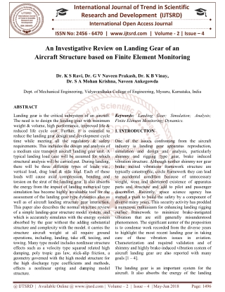 An Investigative Review on Landing Gear of an Aircraft Structure based on Finite Element Monitoring