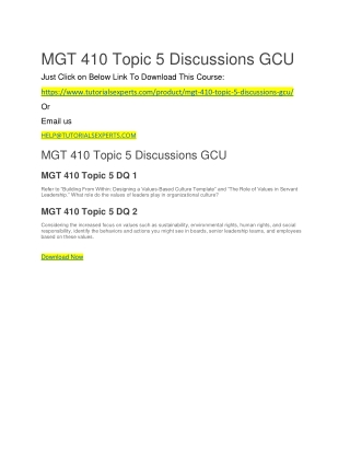 MGT 410 Topic 5 Discussions GCU