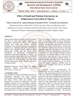 Effect of Small and Medium Enterprises on Employment Generation in Nigeria