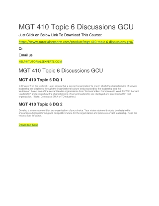 MGT 410 Topic 6 Discussions GCU