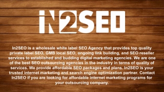 White Label SEO Company - In2SEO