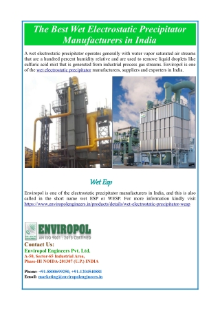 The best electrostatic precipitator manufacturers in india