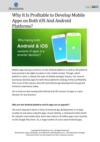 Why it is profitable to Develop Mobile Apps on Both iOS and Android Platforms