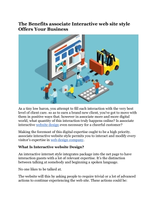 The Benefits associate Interactive web site style Offers Your Business