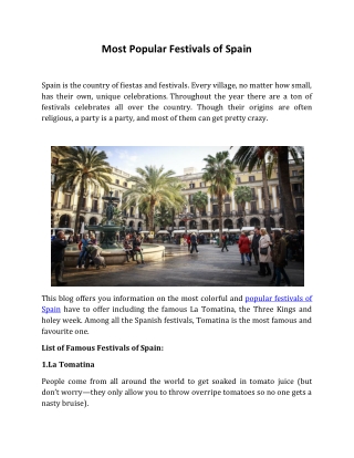 Most Popular Festivals of Spain