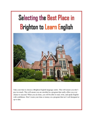 Selecting the Best Place in Brighton to Learn English