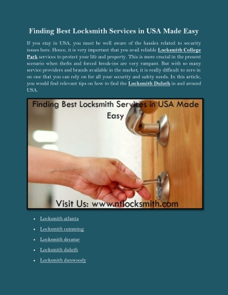 Finding Best Locksmith Services in USA Made Easy