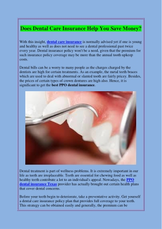 Does Dental Care Insurance Help You Save Money