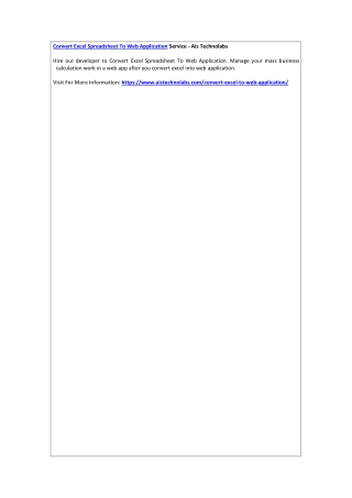 Convert Excel Spreadsheet To Web Application Service - Ais Technolabs