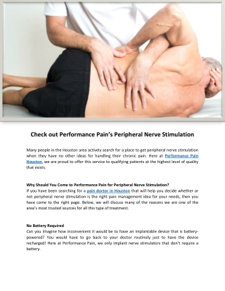 Check out Performance Pain’s Peripheral Nerve Stimulation