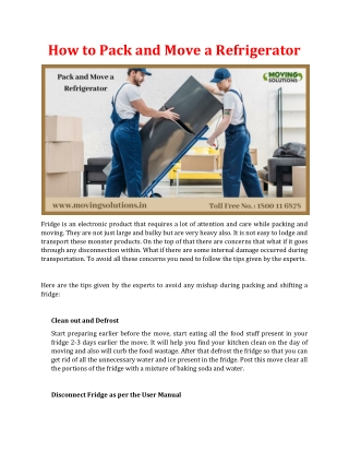 How to Pack and Move a Refrigerator