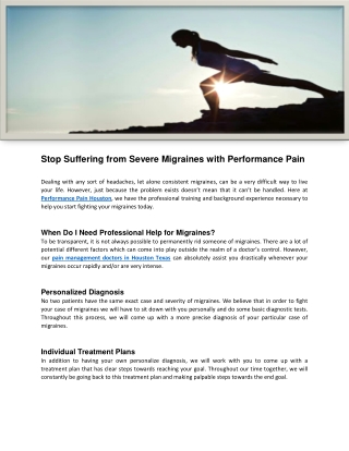 Stop Suffering from Severe Migraines with Performance Pain