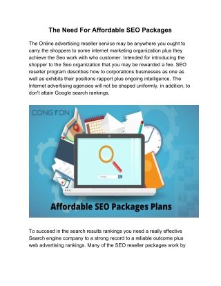 The Need For Affordable SEO Packages