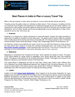 Best Places in India to Plan a Luxury Travel Trip