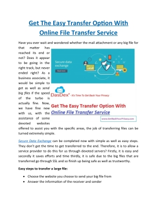 Online File Transfer Service With DasDex Mail