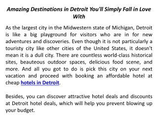 Amazing Destinations in Detroit You'll Simply Fall in Love With