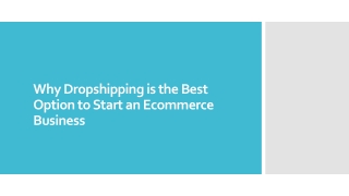 Why Dropshipping is the Best Option to Start an Ecommerce Business?