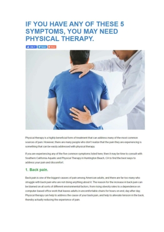 IF YOU HAVE ANY OF THESE 5 SYMPTOMS, YOU MAY NEED PHYSICAL THERAPY