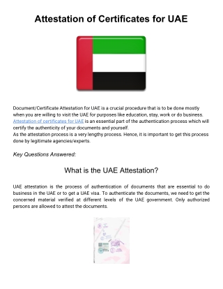 Attestation of Certificates for UAE