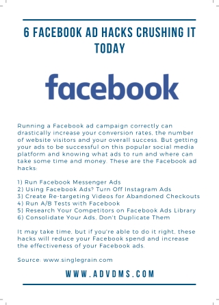 6 Facebook Ad Hacks Crushing It Today