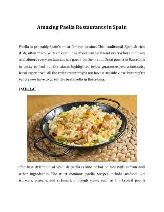 Amazing Paella Restaurants in Spain