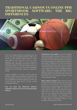 Per Head BSS: Traditional Casinos Vs Online PPH Sportsbook Software: The Big Differences