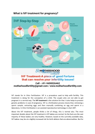 What is IVF treatment for pregnancy?