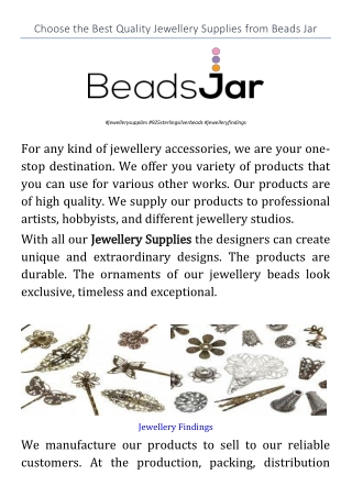 Choose the Best Quality Jewellery Supplies from Beads Jar